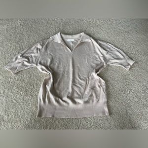 One K - Pale Pink Collared Short-Sleeve Sweater, Preppy, Coquette, Y2K